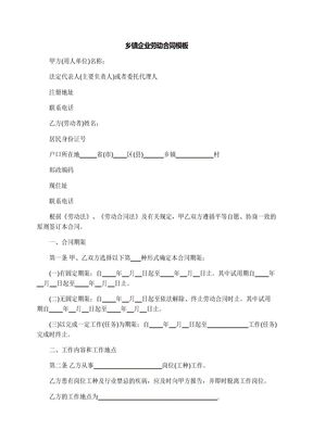 乡镇企业劳动合同模板
