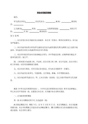劳动合同规范模板