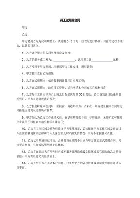 员工试用期合同