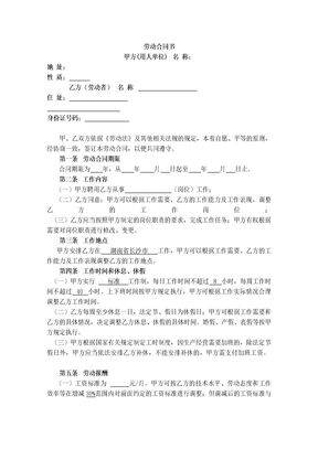 劳动合同(试用期合同)