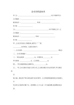 公司合作意向书