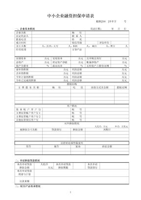 中小企业融资担保申请表
