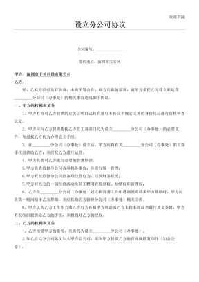 总公司与分公司合作协议