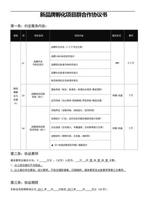 新品牌孵化设计合作合同协议书