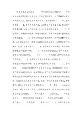 销售员劳动合同范本