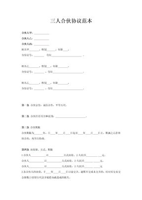 3人合伙协议范本
