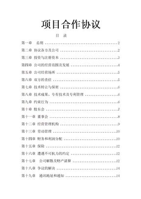 项目投资合作协议范本