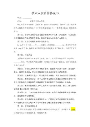 技术入股合作协议
