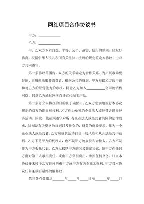 网红项目合作协议书