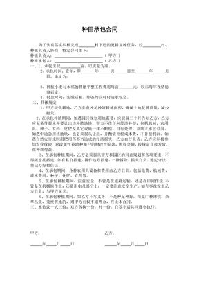 土地种田项目承包合同