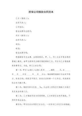 担保公司借款合同范本