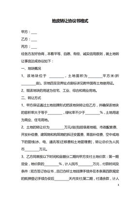 地皮转让协议书格式